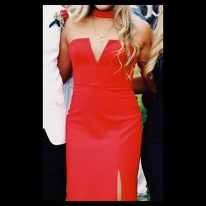 BCBG Red Choker Maxi Dress